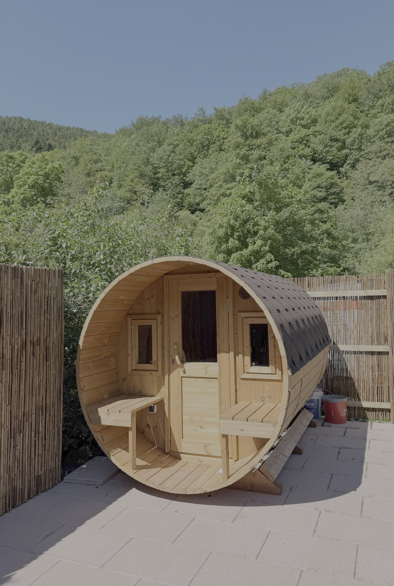 Private Fass-Sauna mit Schwarzwaldblick